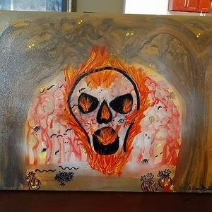 16"x20" Spooky Signed Acrylic Painting